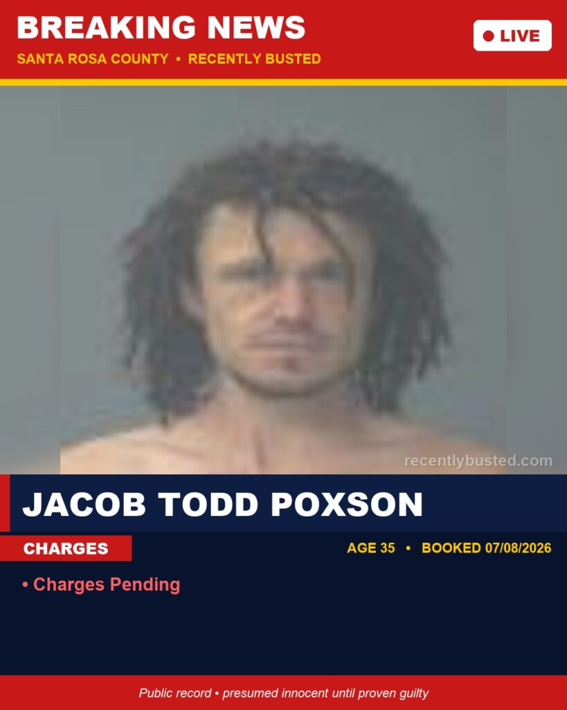 Booking photo of Jacob Todd Poxson