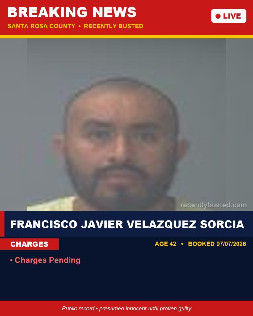 Booking photo of Francisco Javier Velazquez Sorcia