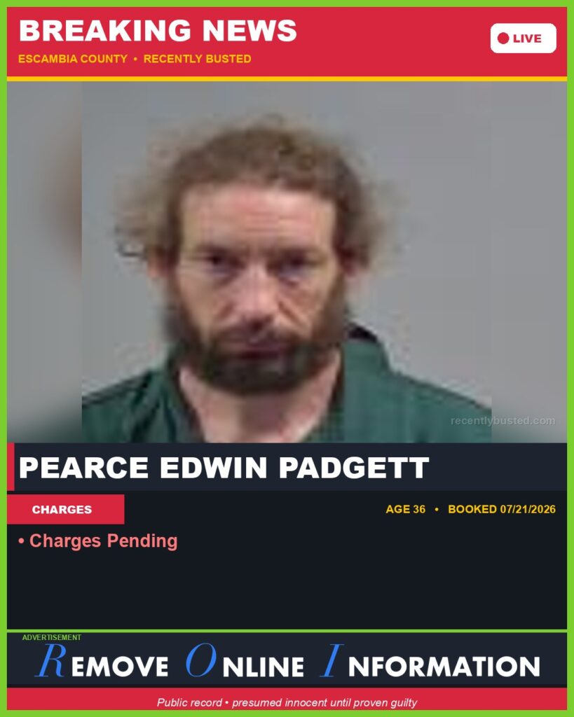 Booking photo of Pearce Edwin Padgett