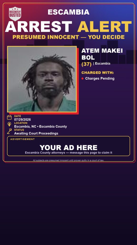 Atem Makei Bol — arrest record card, Florida Crime