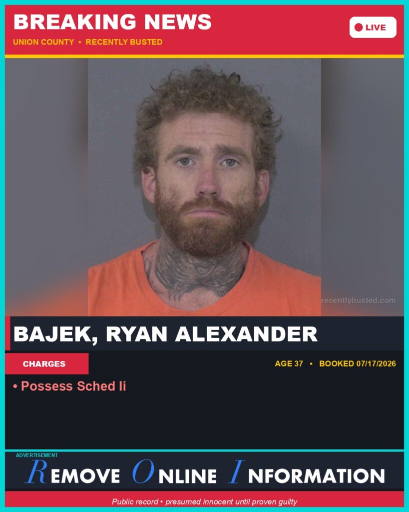 Booking photo of BAJEK, RYAN ALEXANDER