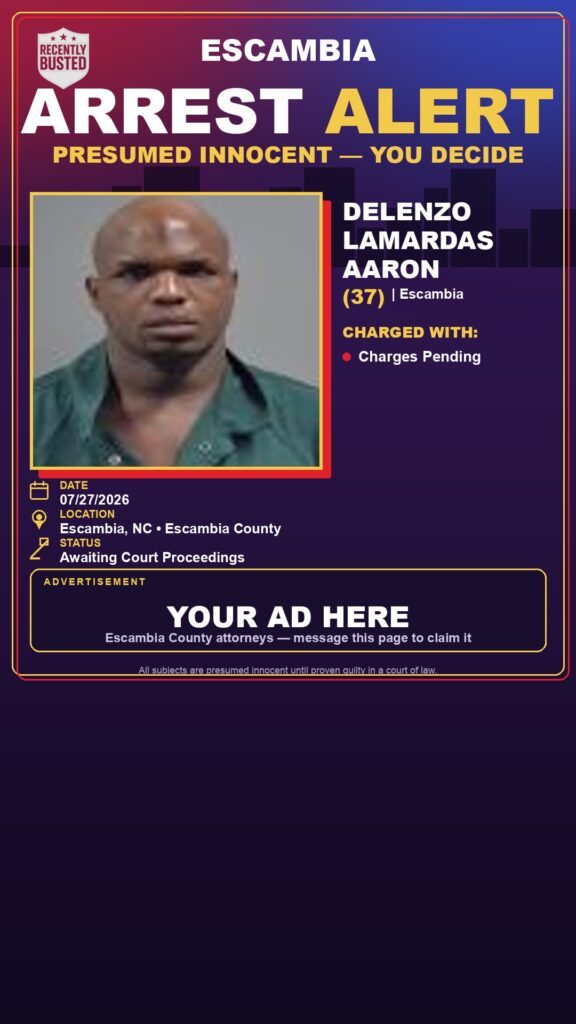 Delenzo Lamardas Aaron — arrest record card, Florida Crime