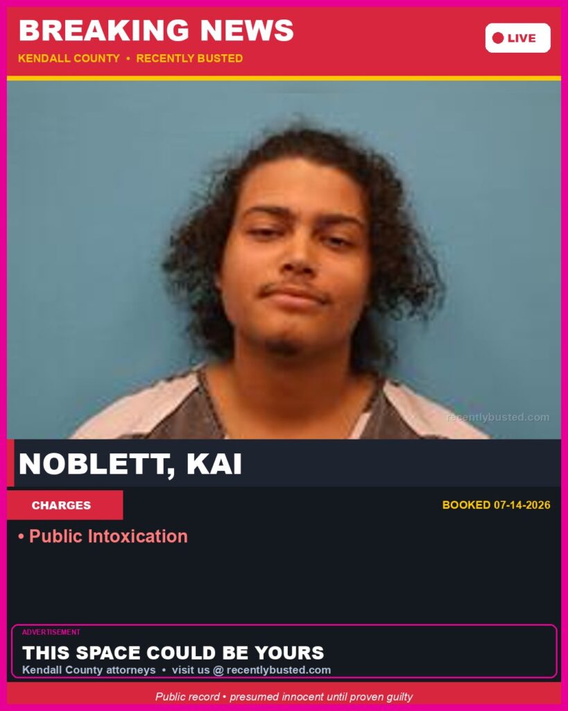 Noblett, Kai — arrest record card, Texas Arrests