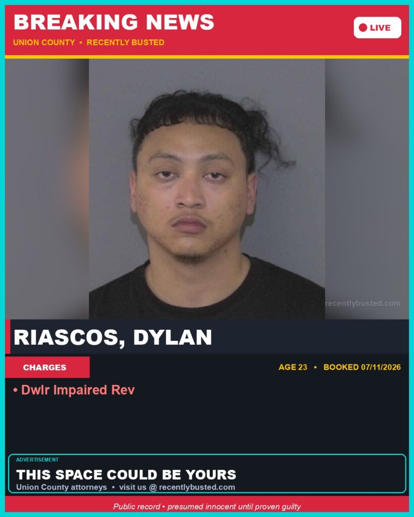 Booking photo of RIASCOS, DYLAN