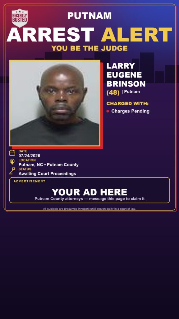 Larry Eugene Brinson — arrest record card, Florida Crime