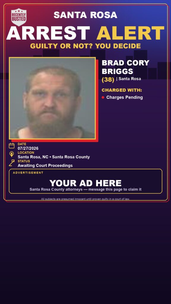 Brad Cory Briggs — arrest record card, Florida Crime