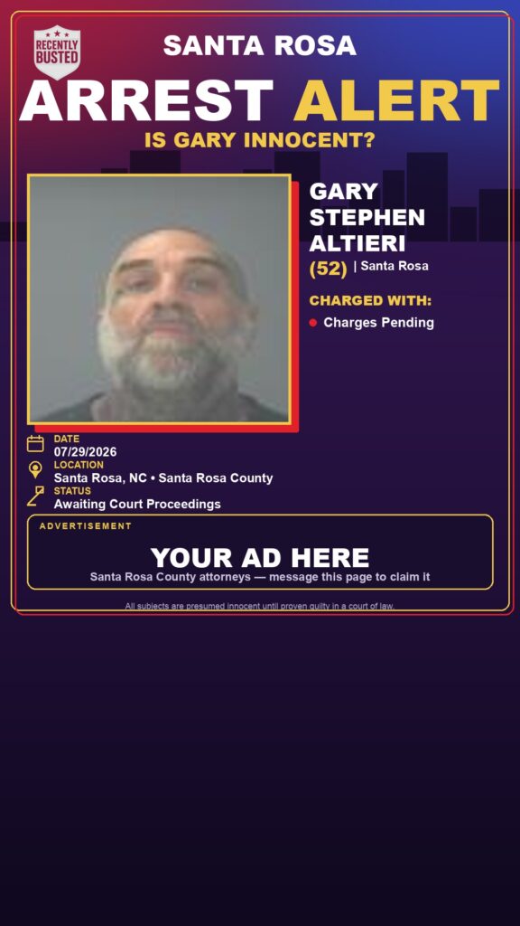 Gary Stephen Altieri — arrest record card, Florida Crime