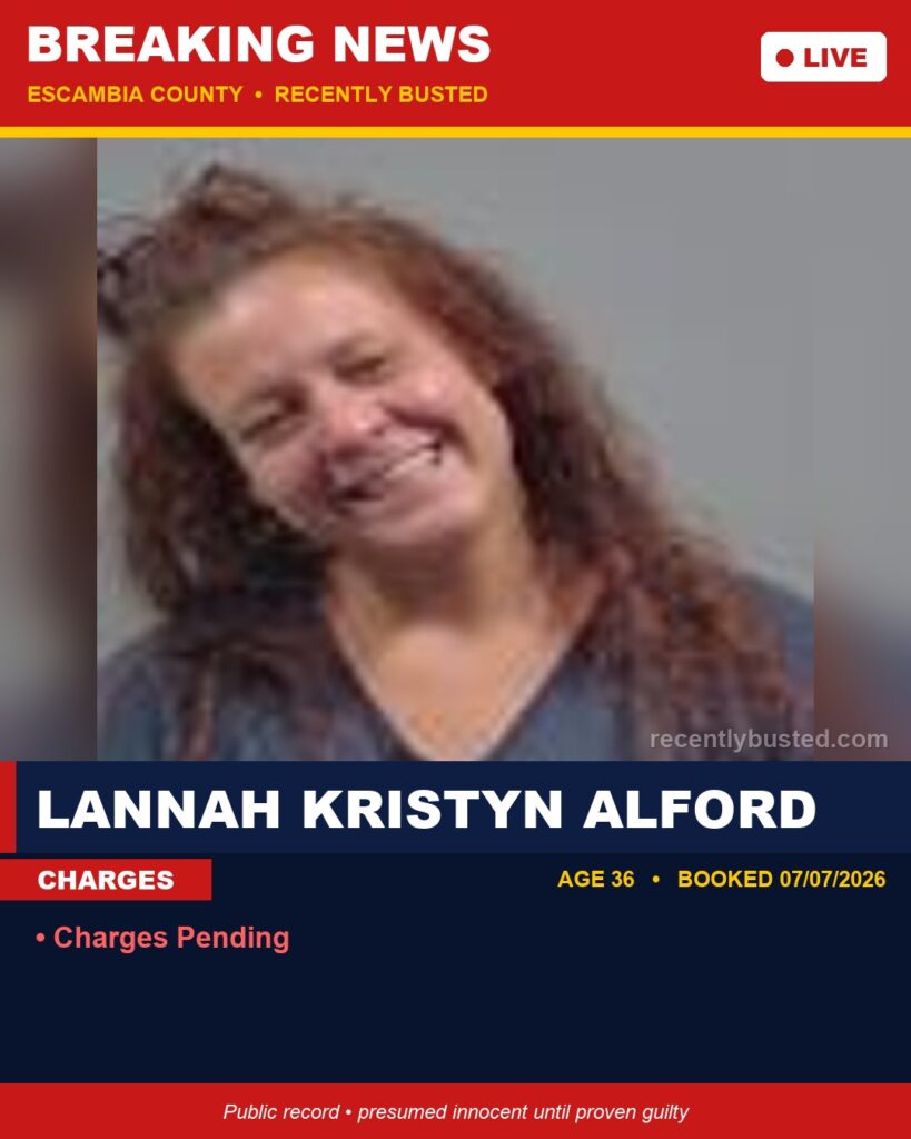 Arrest report - Lannah Kristyn Alford