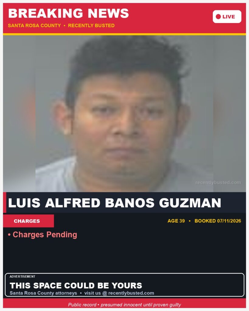 Arrest report - Luis Alfred Banos Guzman
