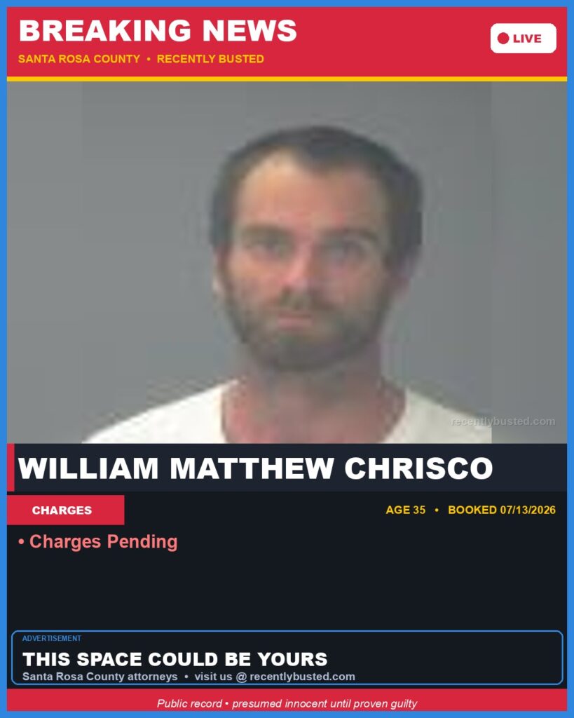 William Matthew Chrisco — arrest record card, Florida Crime