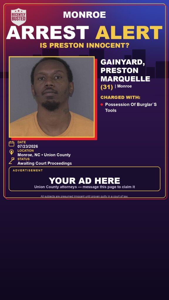Booking photo of GAINYARD, PRESTON MARQUELLE