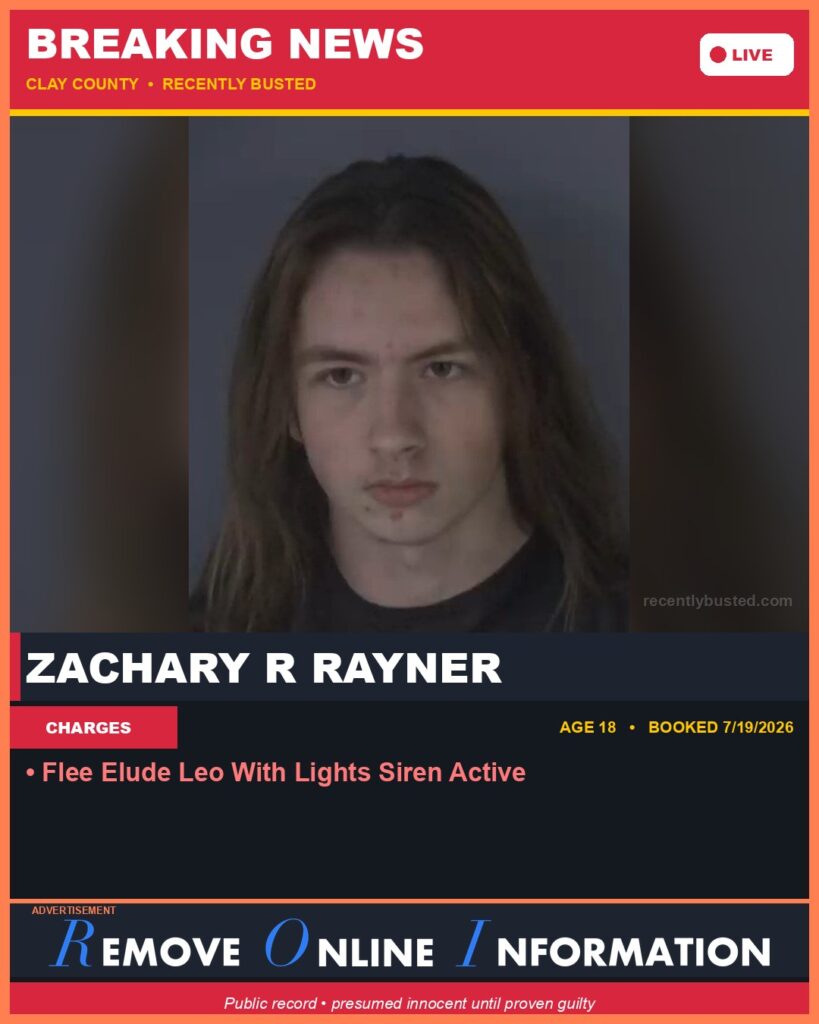 Booking photo of ZACHARY R RAYNER