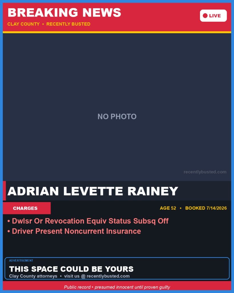 Booking photo of ADRIAN LEVETTE RAINEY
