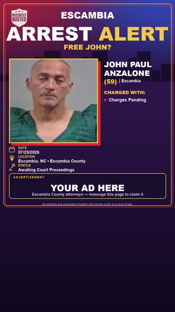John Paul Anzalone — arrest record card, Florida Crime
