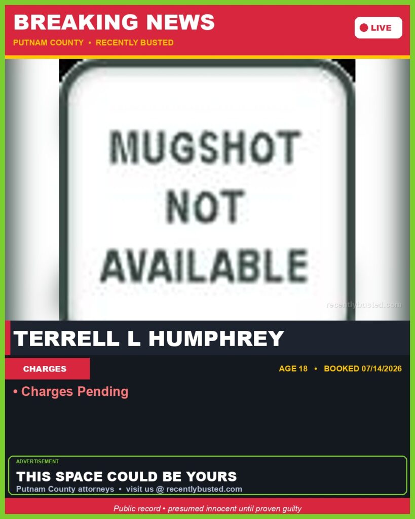Terrell L Humphrey — arrest record card, Florida Crime