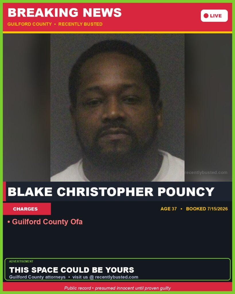 Booking photo of BLAKE CHRISTOPHER POUNCY