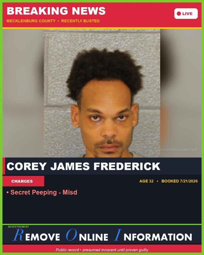Booking photo of COREY JAMES FREDERICK