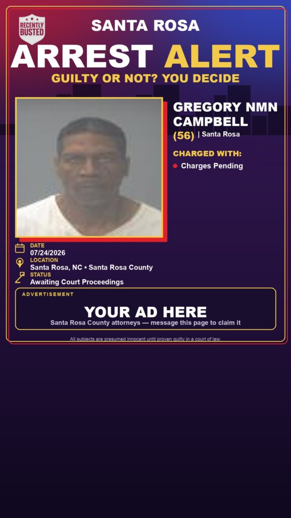 Gregory Nmn Campbell — arrest record card, Florida Crime
