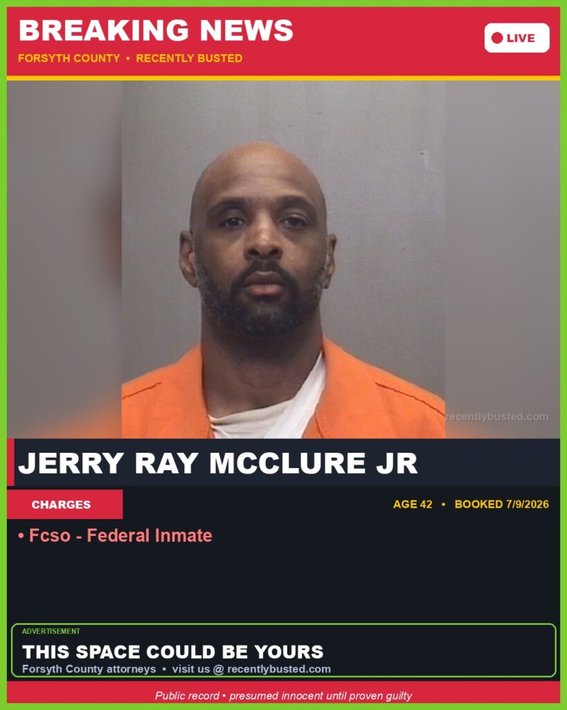 Booking photo of JERRY RAY MCCLURE JR
