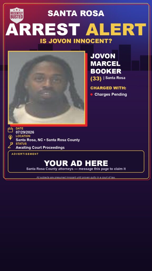 Jovon Marcel Booker — arrest record card, Florida Crime