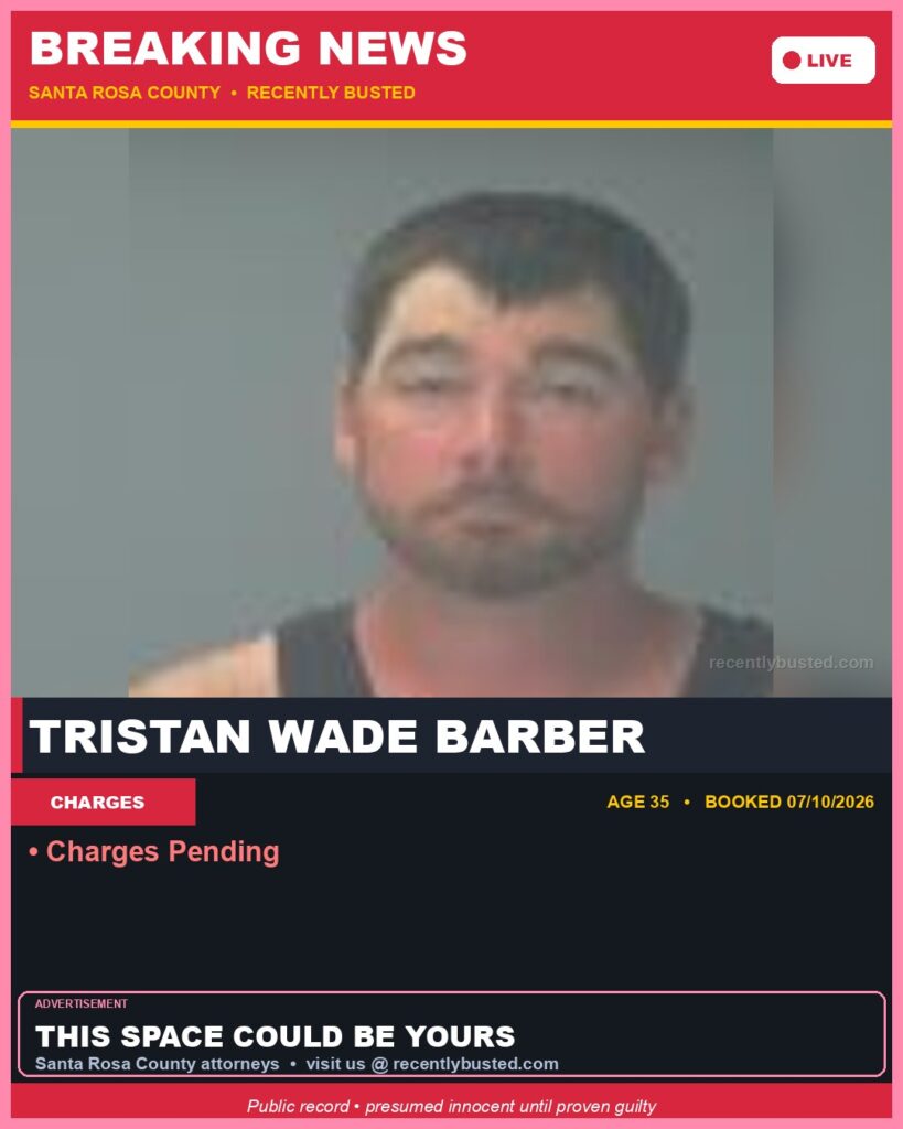 Arrest report - Tristan Wade Barber