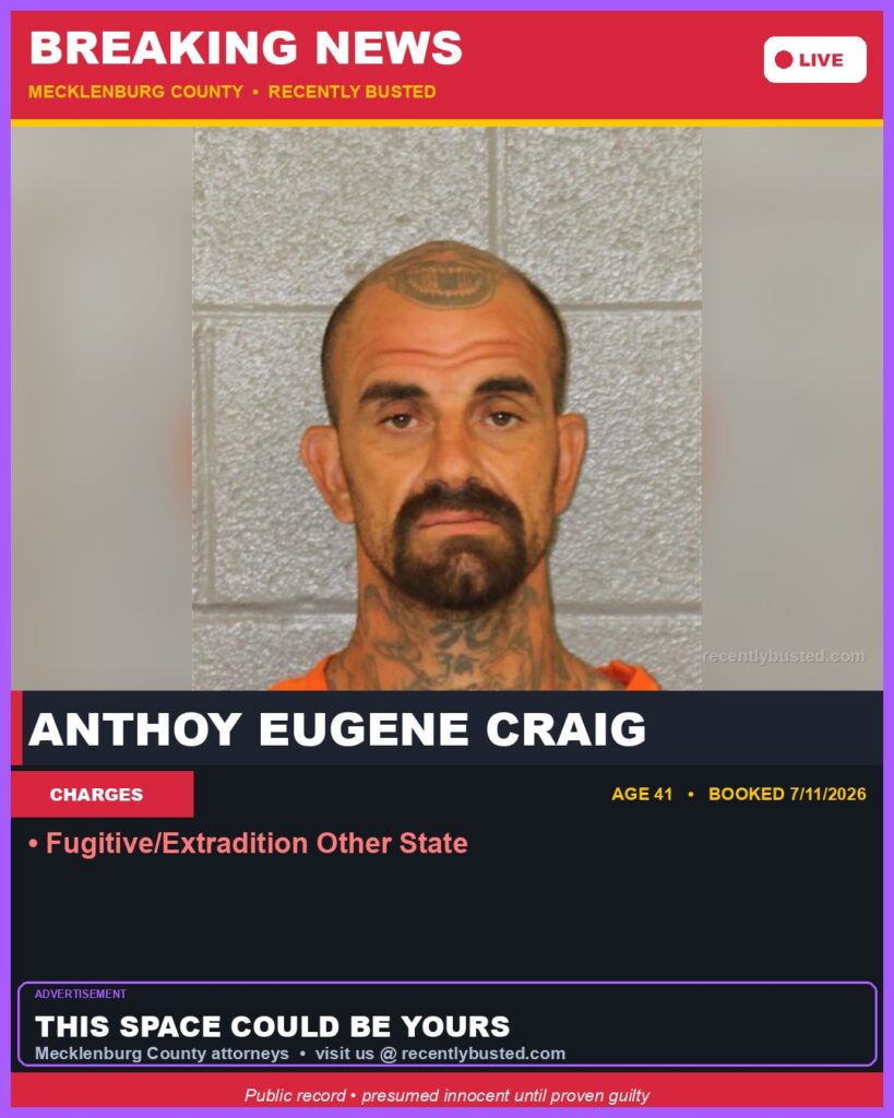 Booking photo of ANTHOY EUGENE CRAIG