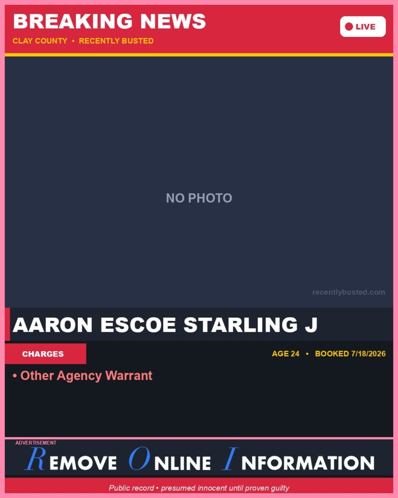 Booking photo of AARON ESCOE STARLING J