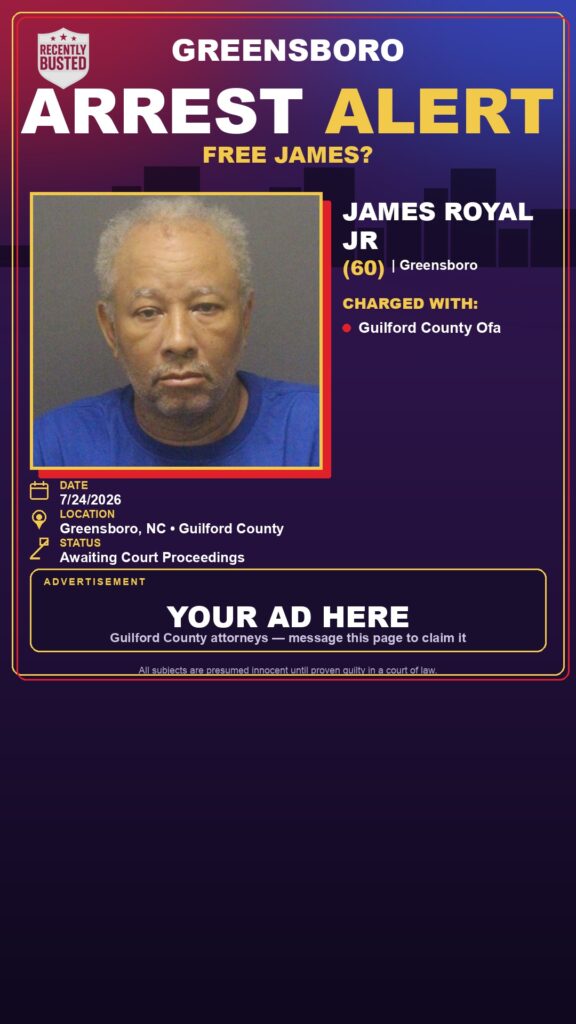 Booking photo of JAMES ROYAL JR
