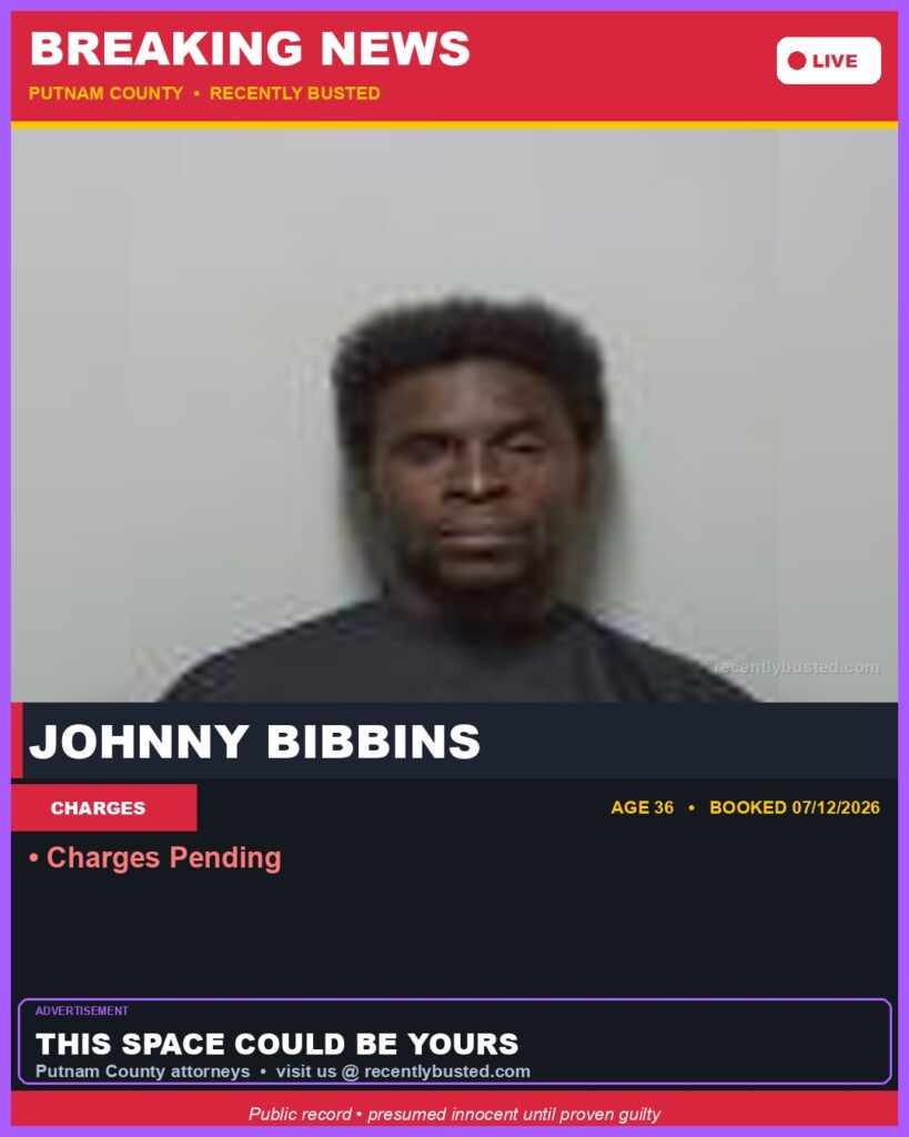 Johnny Bibbins — arrest record card, Recently Busted