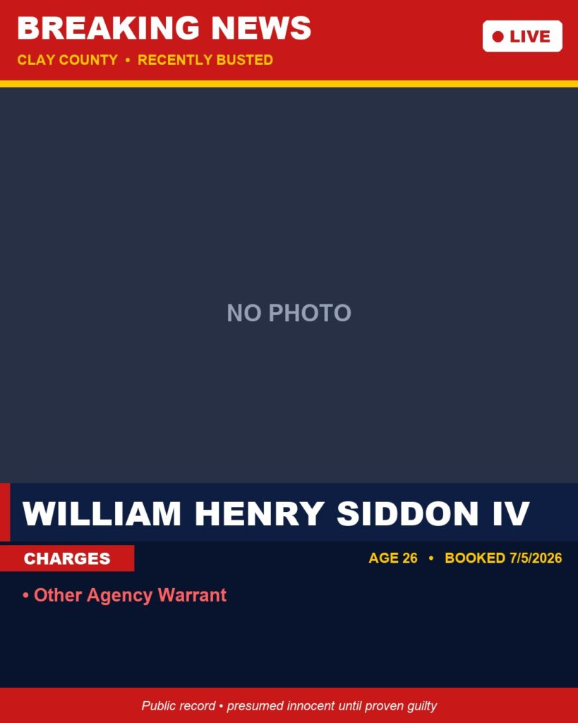 Booking photo of WILLIAM HENRY SIDDON IV