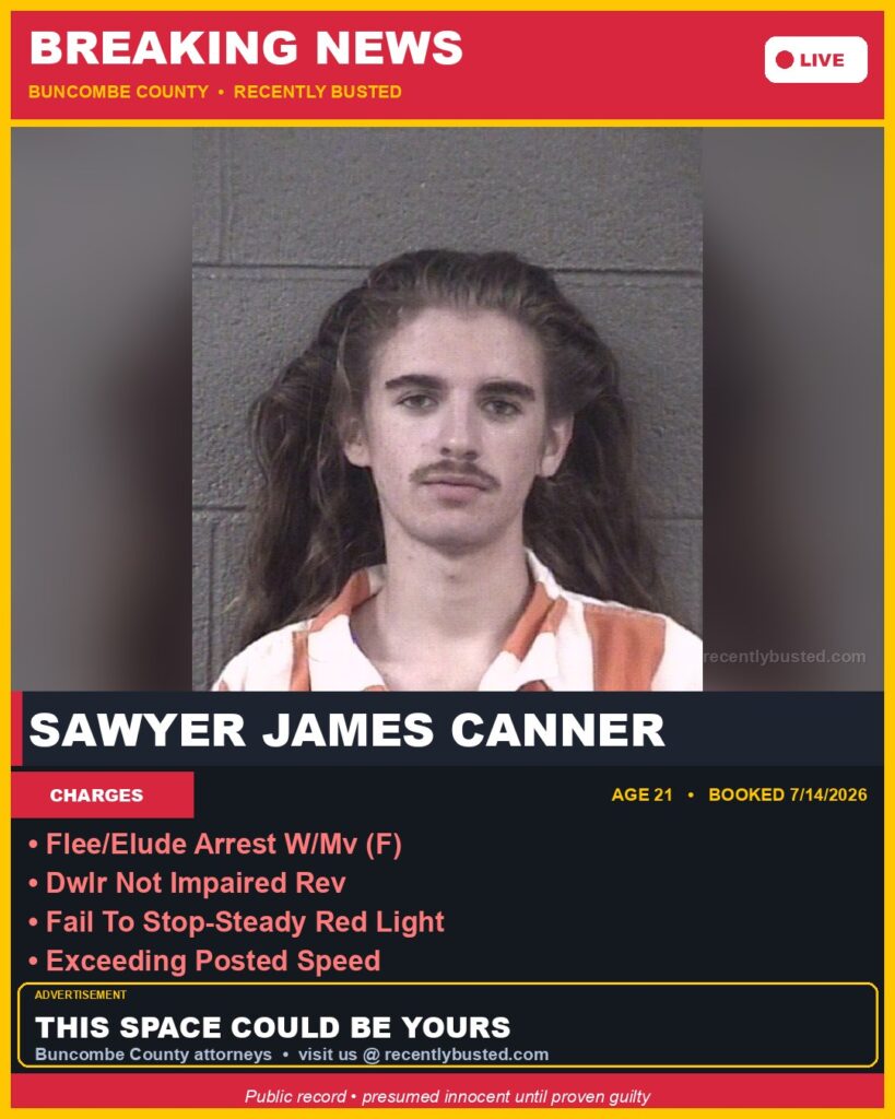 Booking photo of SAWYER JAMES CANNER