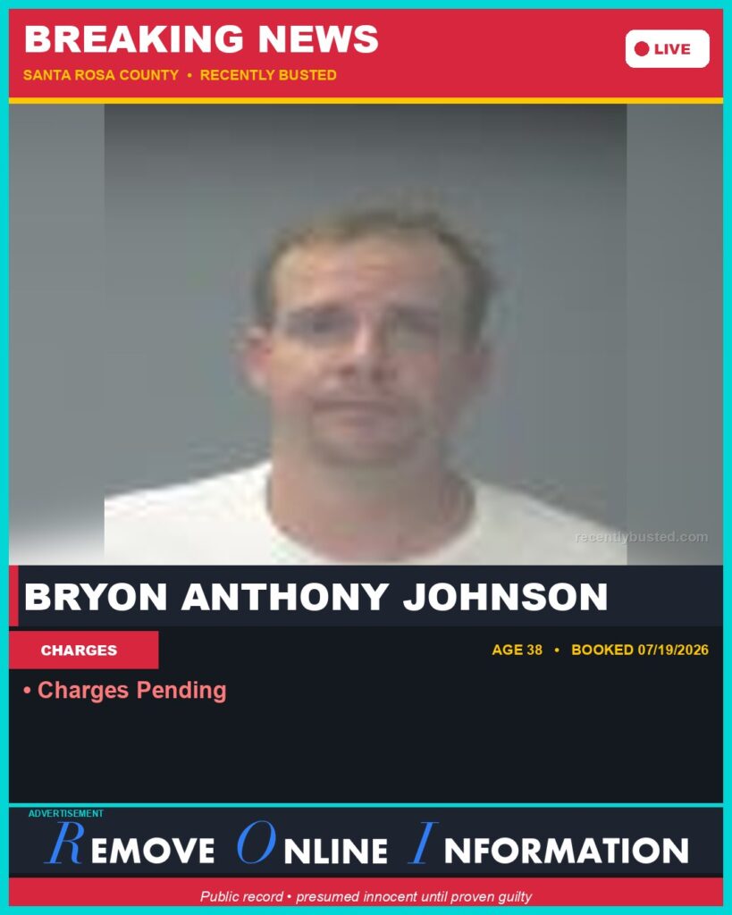 Bryon Anthony Johnson — arrest record card, Florida Crime