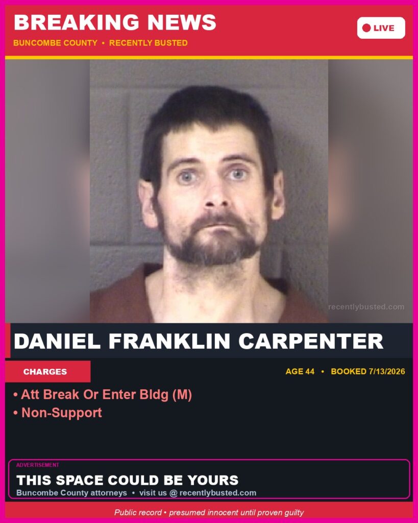 Booking photo of DANIEL FRANKLIN CARPENTER