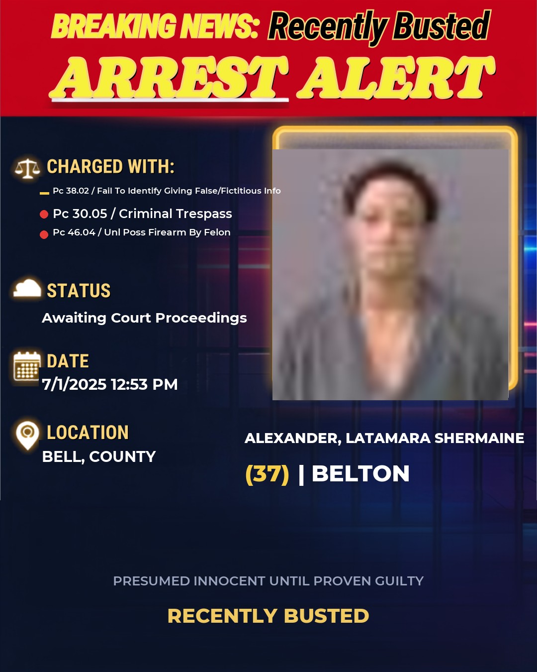 Arrest report - ALEXANDER, LATAMARA SHERMAINE