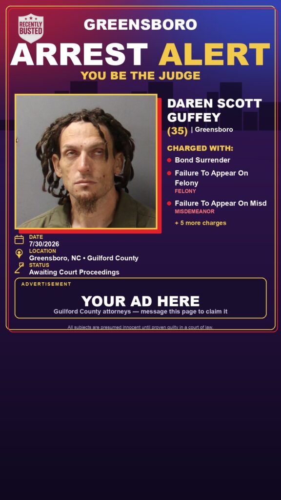 Booking photo of DAREN SCOTT GUFFEY