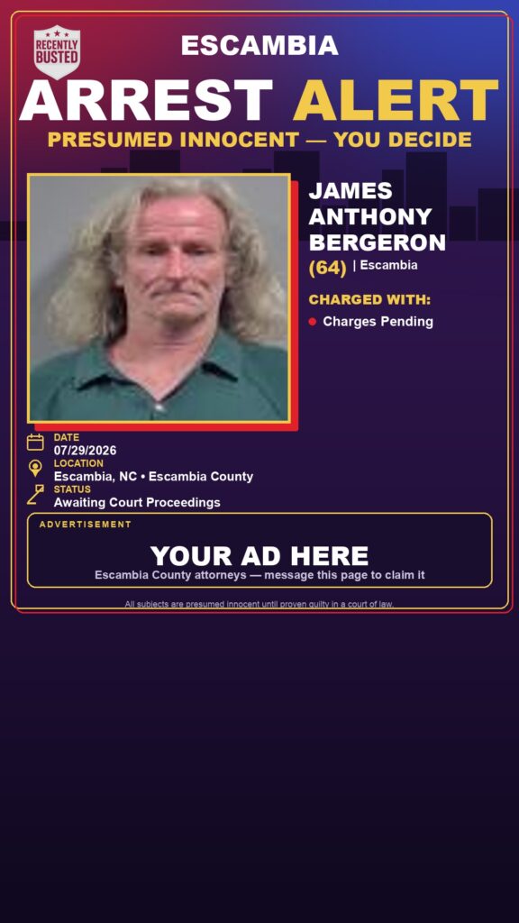 James Anthony Bergeron — arrest record card, Florida Crime