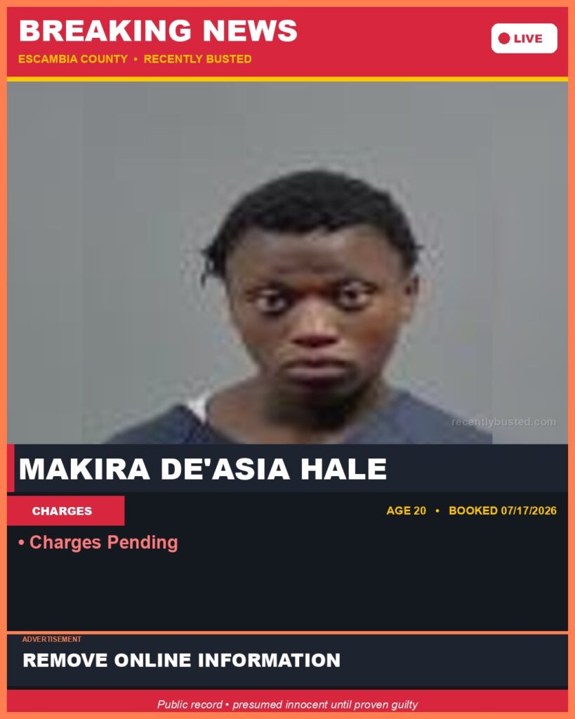 Makira De’Asia Hale — arrest record card, Mugshot Hottie