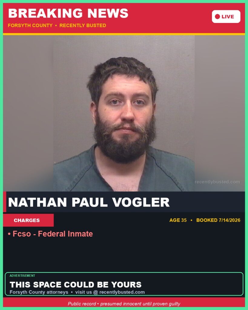 Booking photo of NATHAN PAUL VOGLER