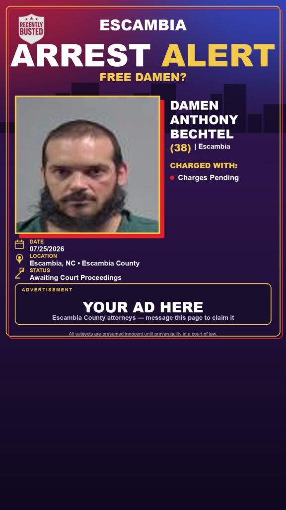 Damen Anthony Bechtel — arrest record card, Florida Crime