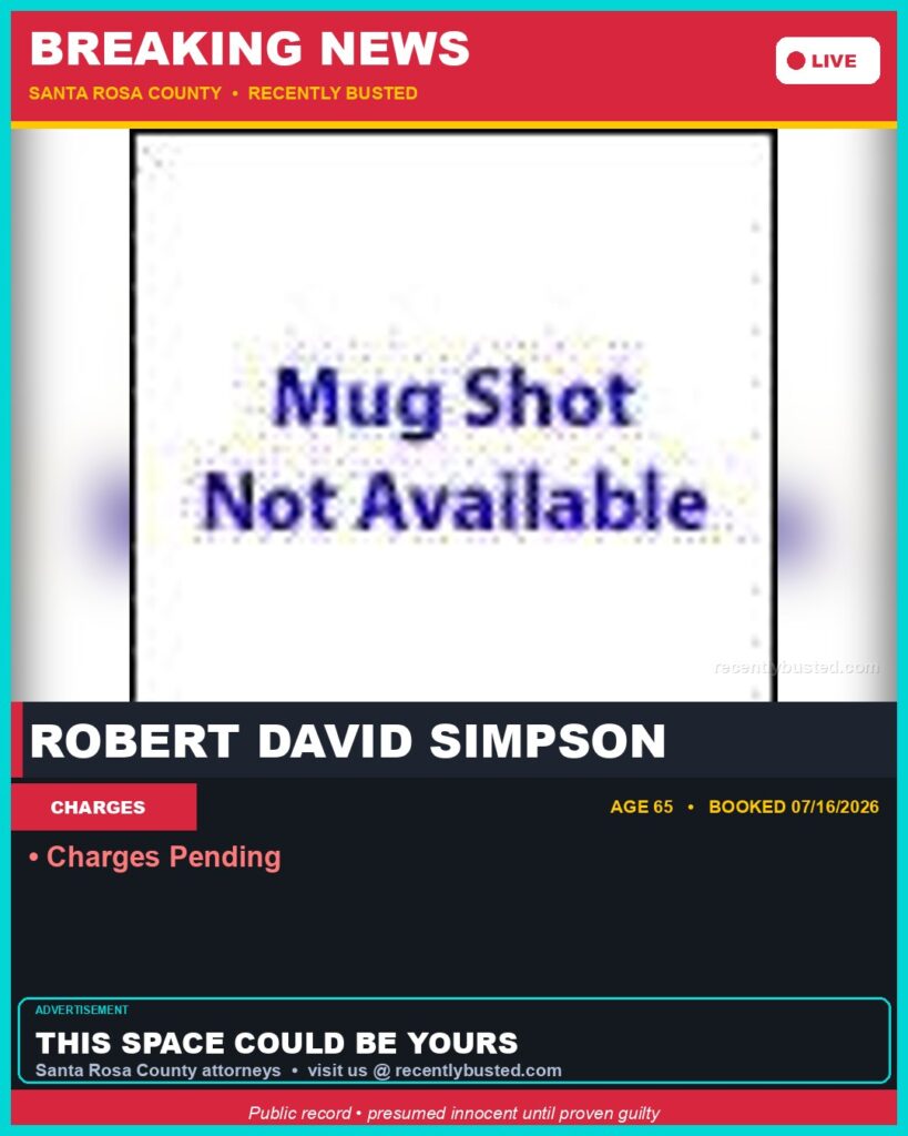 Robert David Simpson — arrest record card, Florida Crime