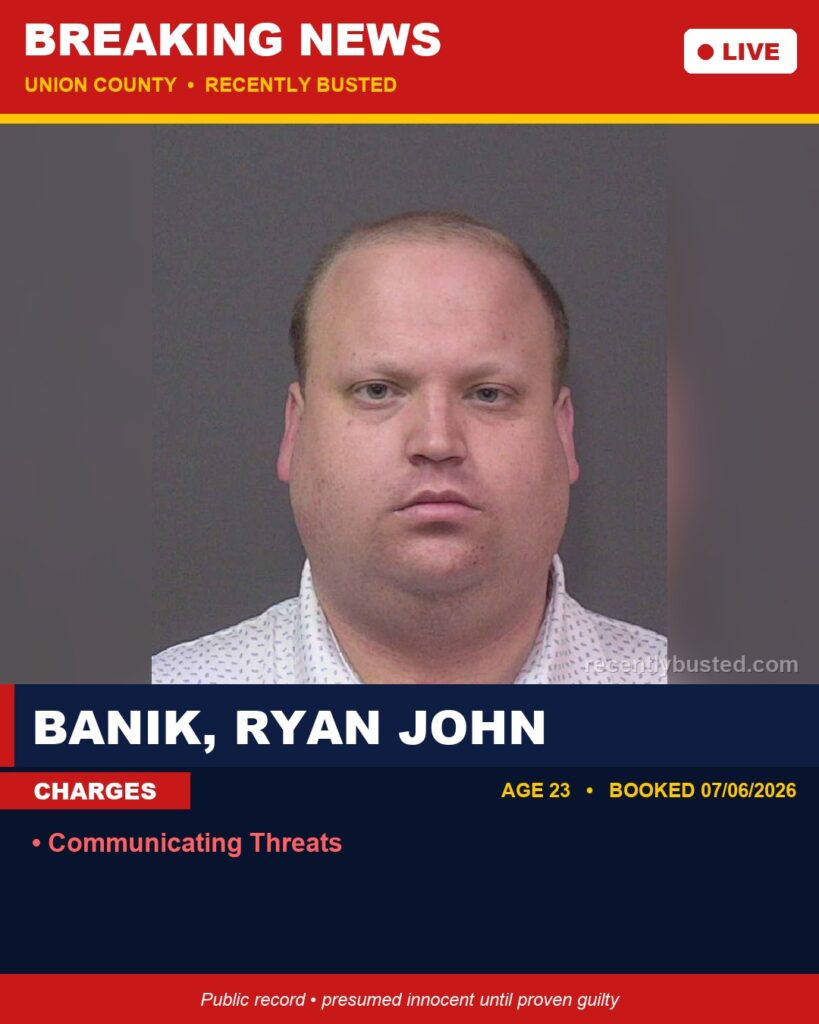 Booking photo of BANIK, RYAN JOHN