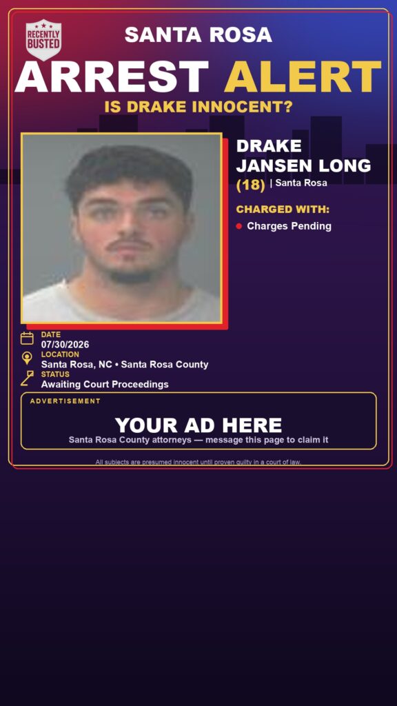 Drake Jansen Long — arrest record card, Florida Crime