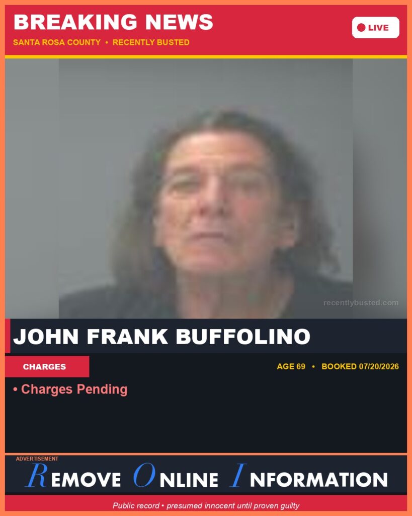 John Frank Buffolino — arrest record card, Florida Crime
