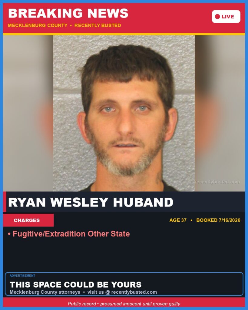 Booking photo of RYAN WESLEY HUBAND