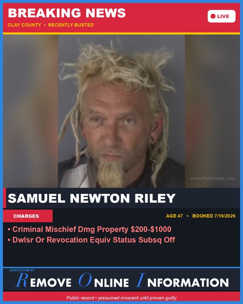 Booking photo of SAMUEL NEWTON RILEY