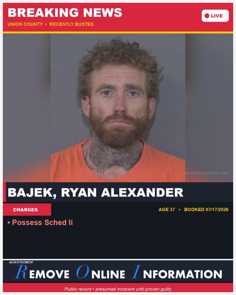 Booking photo of BAJEK, RYAN ALEXANDER