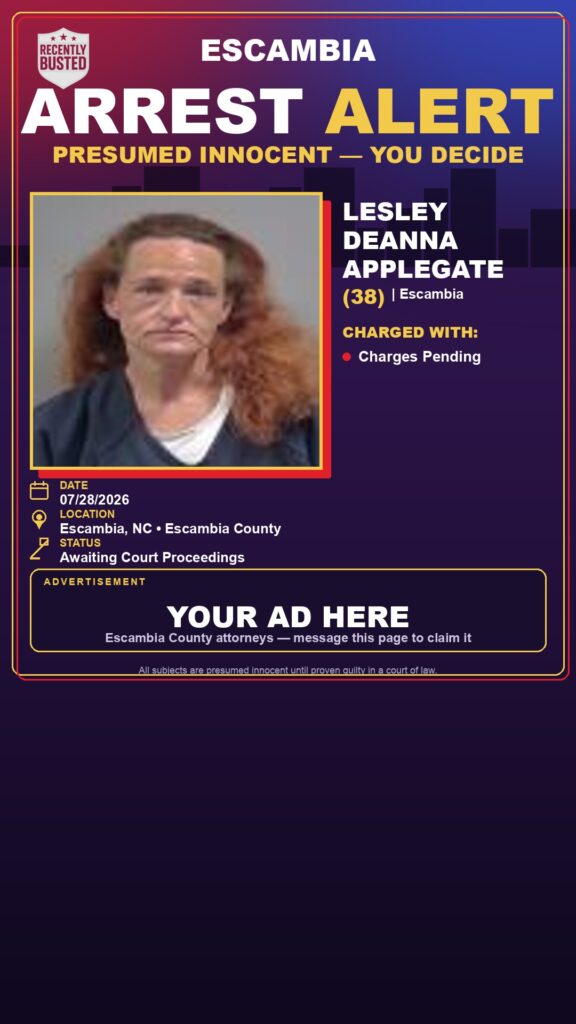 Lesley Deanna Applegate — arrest record card, Recently Busted