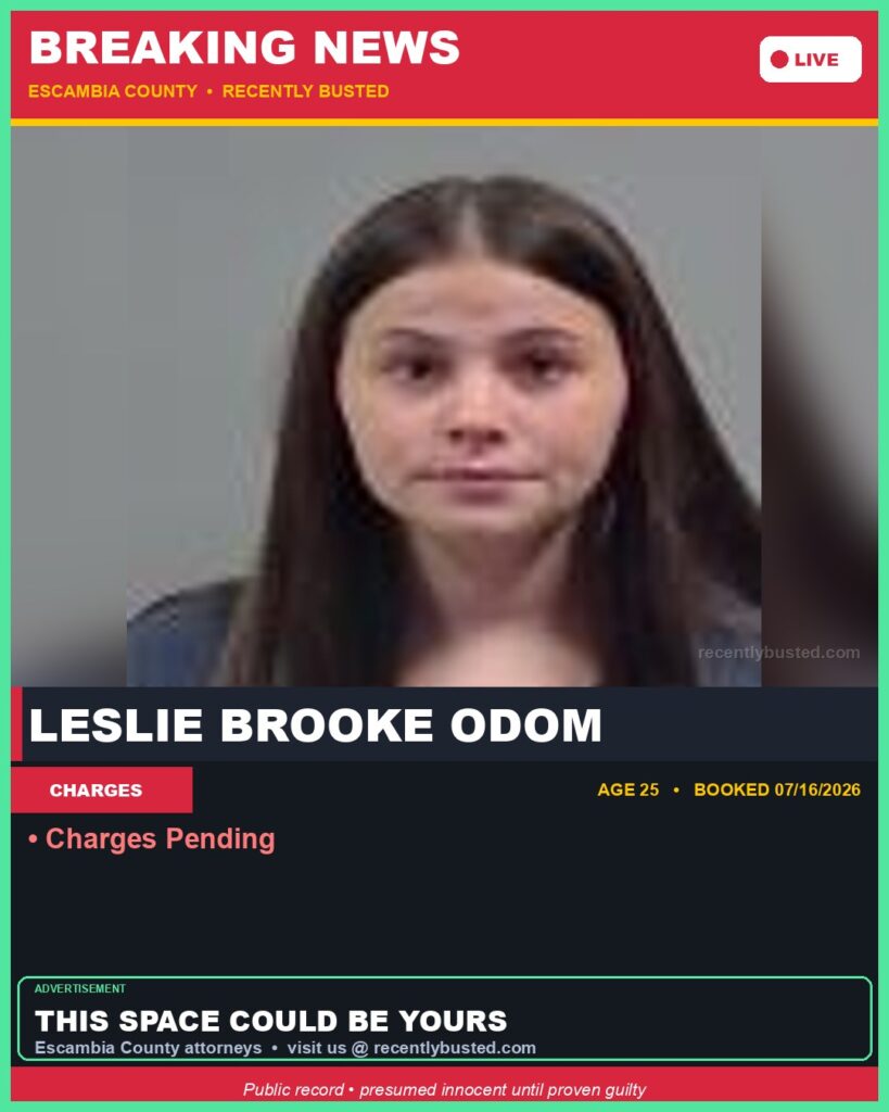 Leslie Brooke Odom — arrest record card, Mugshot Hottie