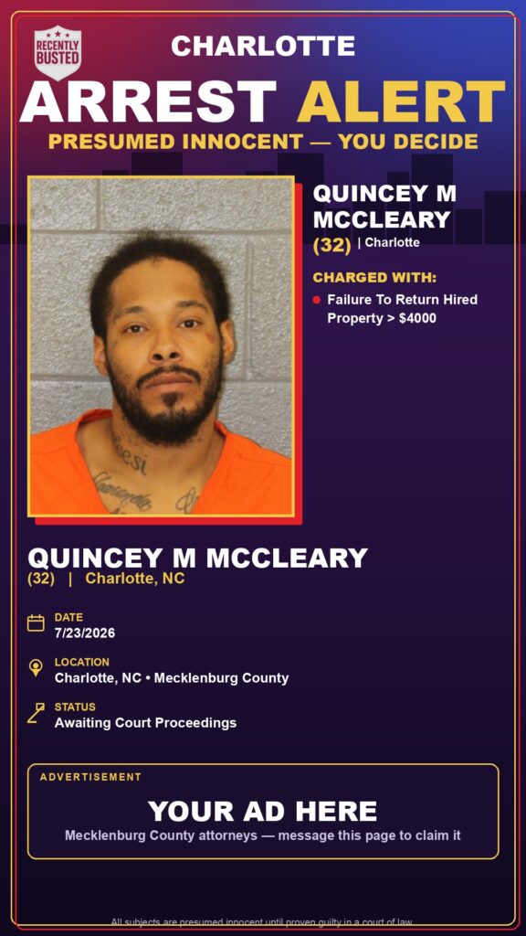 Booking photo of QUINCEY M MCCLEARY