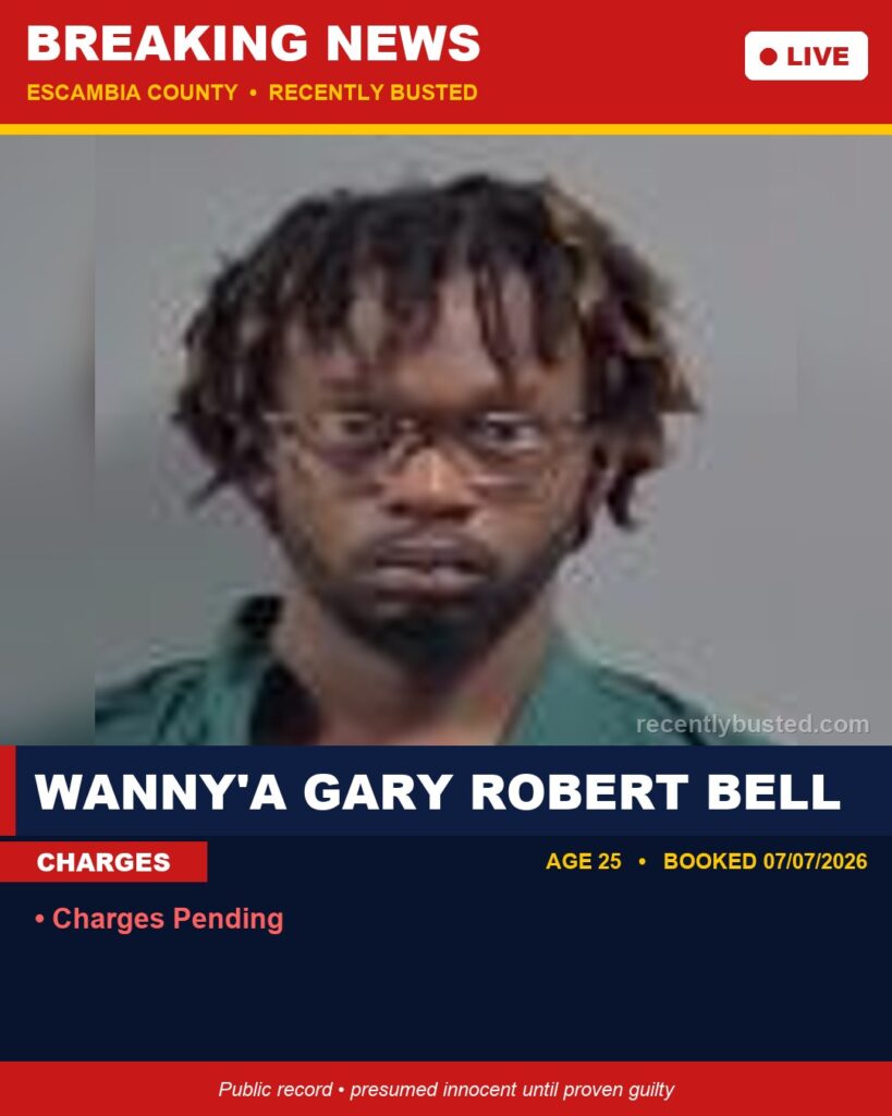 Wanny’A Gary Robert Bell — arrest record card, Recently Busted